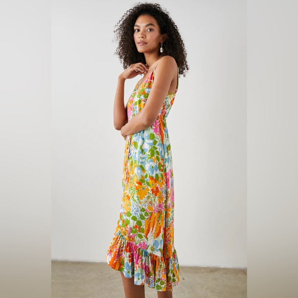 Rails Frida Day Garden Floral High Low Sleeveless Midi Dress Colorful Vacation - Picture 9 of 15